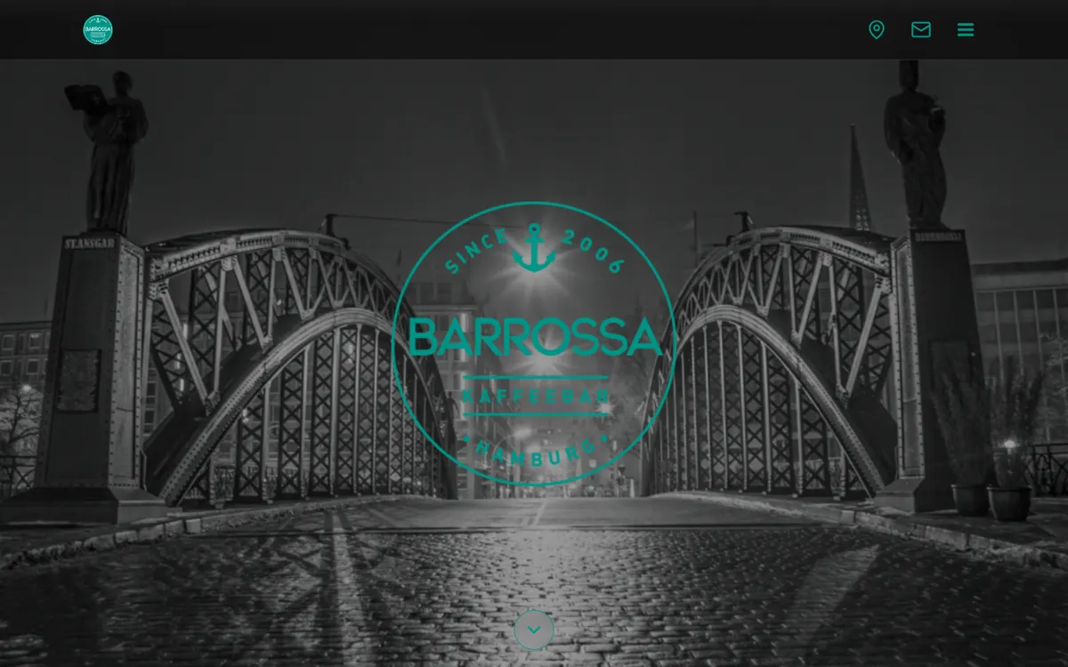 Startseite der digitalen Speisekarte der Barrossa Kaffeebar in Hamburg